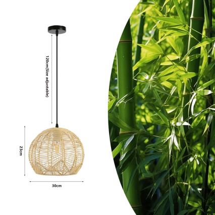 Hanglamp aan een koord PELO 1xE27/40W/230V diameter 30 cm rotan