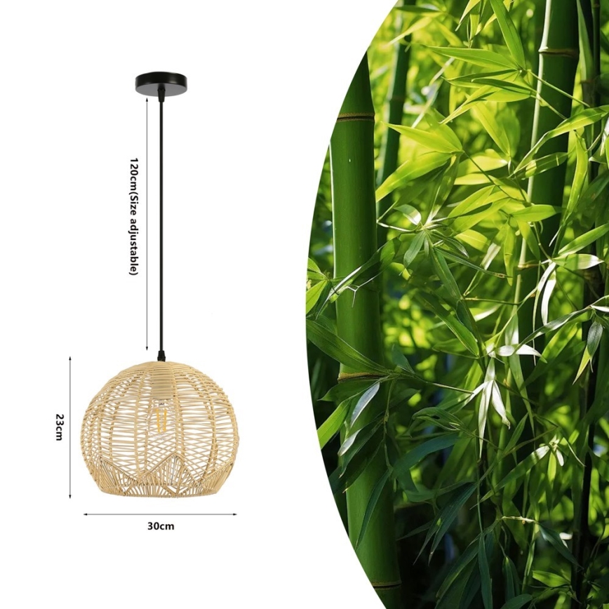 Hanglamp aan een koord PELO 1xE27/40W/230V diameter 30 cm rotan