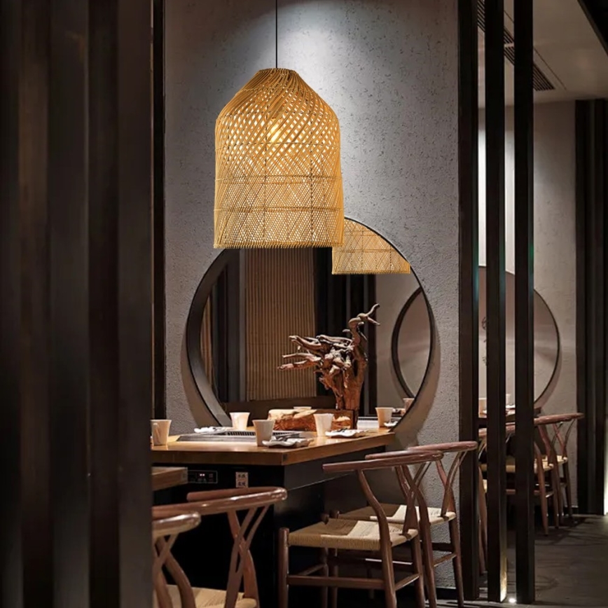 Hanglamp aan een koord PELO 1xE27/40W/230V diameter 35 cm rotan