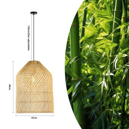 Hanglamp aan een koord PELO 1xE27/40W/230V diameter 35 cm rotan