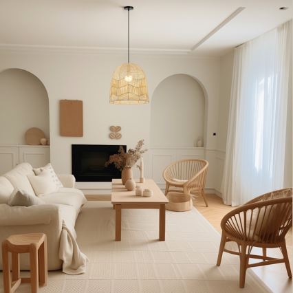 Hanglamp aan een koord PELO 1xE27/40W/230V diameter 40 cm rotan