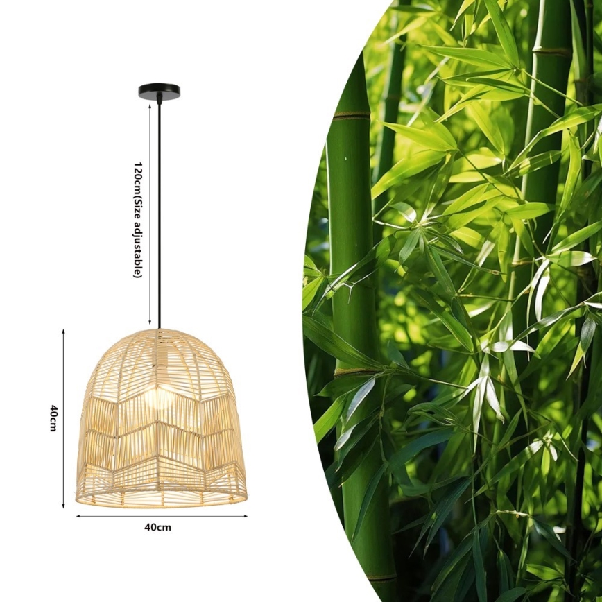 Hanglamp aan een koord PELO 1xE27/40W/230V diameter 40 cm rotan