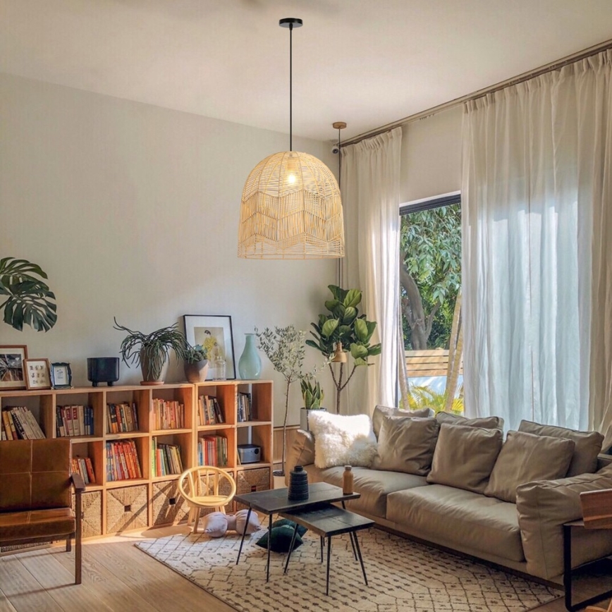 Hanglamp aan een koord PELO 1xE27/40W/230V diameter 50 cm rotan