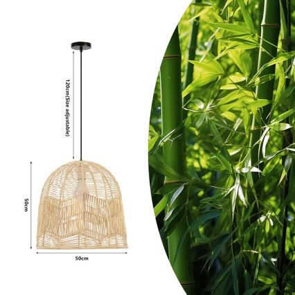 Hanglamp aan een koord PELO 1xE27/40W/230V diameter 50 cm rotan
