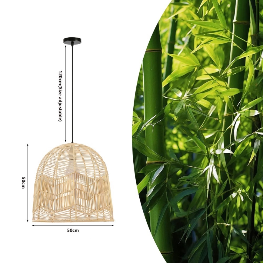 Hanglamp aan een koord PELO 1xE27/40W/230V diameter 50 cm rotan