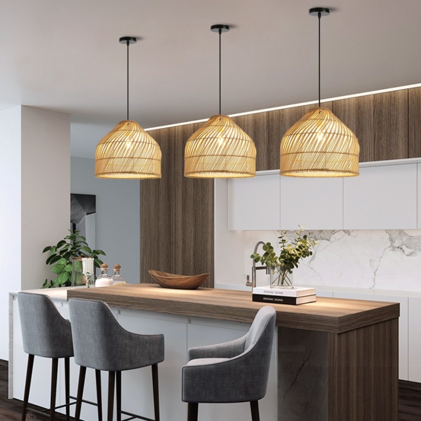 Hanglamp aan een koord PELO 1xE27/40W/230V diameter 40 cm rotan