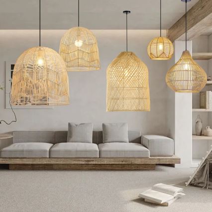 Hanglamp aan een koord PELO 1xE27/40W/230V diameter 40 cm rotan