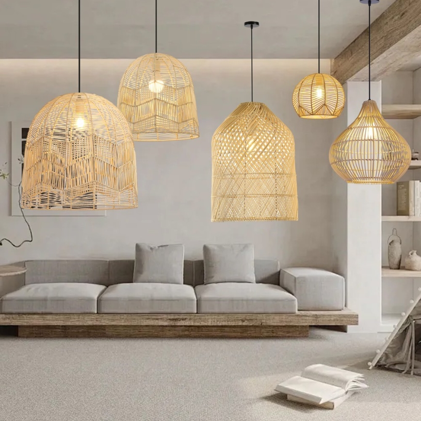 Hanglamp aan een koord PELO 1xE27/40W/230V diameter 40 cm rotan