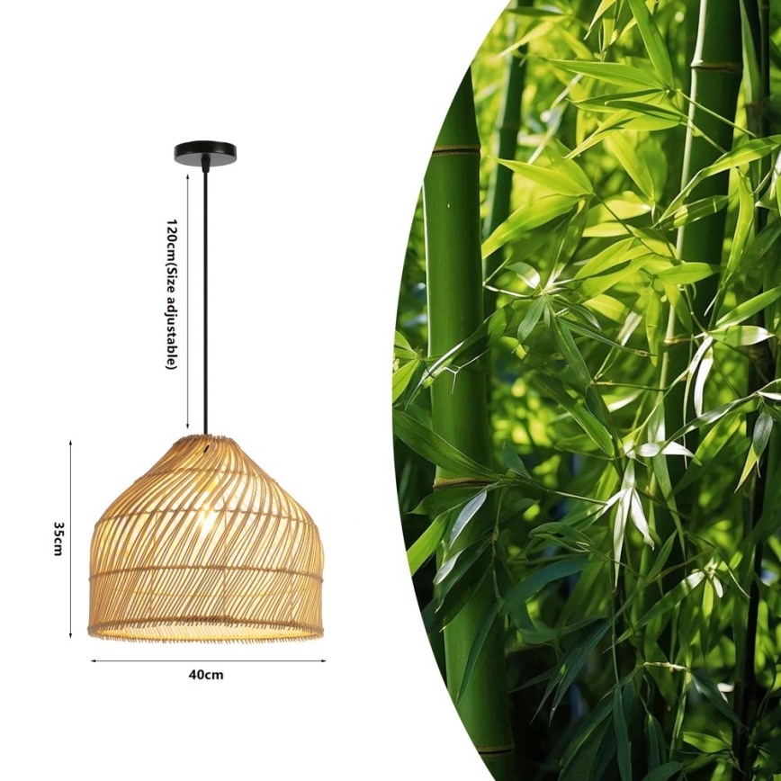 Hanglamp aan een koord PELO 1xE27/40W/230V diameter 40 cm rotan