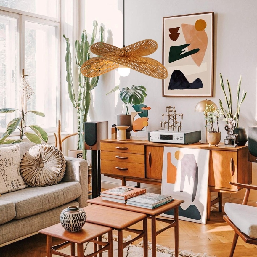 Hanglamp aan een koord MARIPOSA 1xE27/40W/230V diameter 50 cm jute