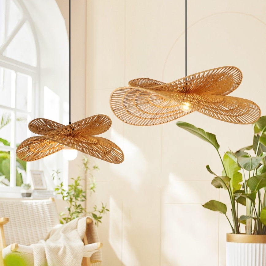 Hanglamp aan een koord MARIPOSA 1xE27/40W/230V diameter 80 cm jute
