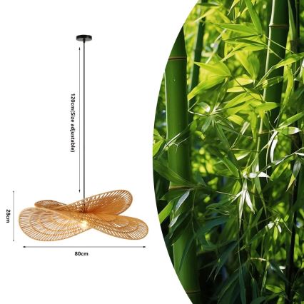 Hanglamp aan een koord MARIPOSA 1xE27/40W/230V diameter 80 cm jute
