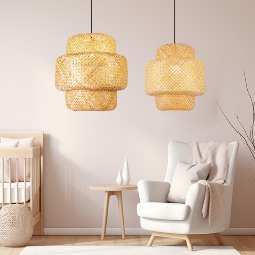 Hanglamp aan een koord HILO 1xE27/40W/230V diameter 47 cm bamboe