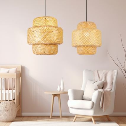Suspension filaire HILO 1xE27/40W/230V d. 47 cm bambou
