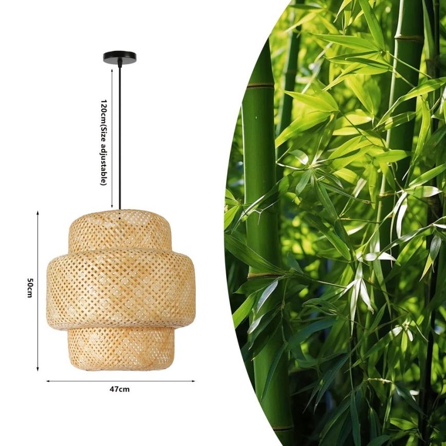 Suspension filaire HILO 1xE27/40W/230V d. 47 cm bambou