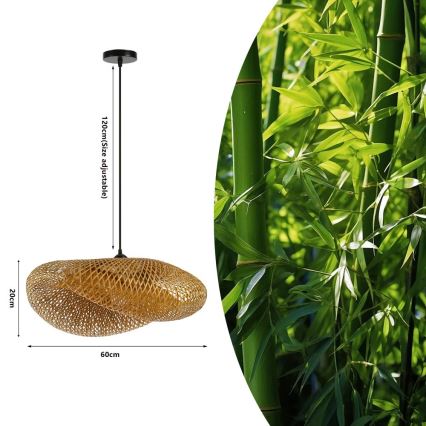 Suspension filaire HILO 1xE27/40W/230V d. 60 cm bambou