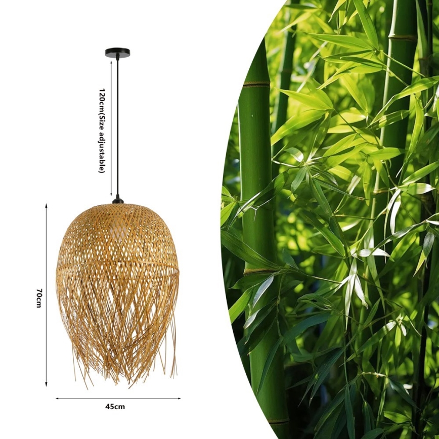 Suspension filaire HILO 1xE27/40W/230V d. 45 cm bambou