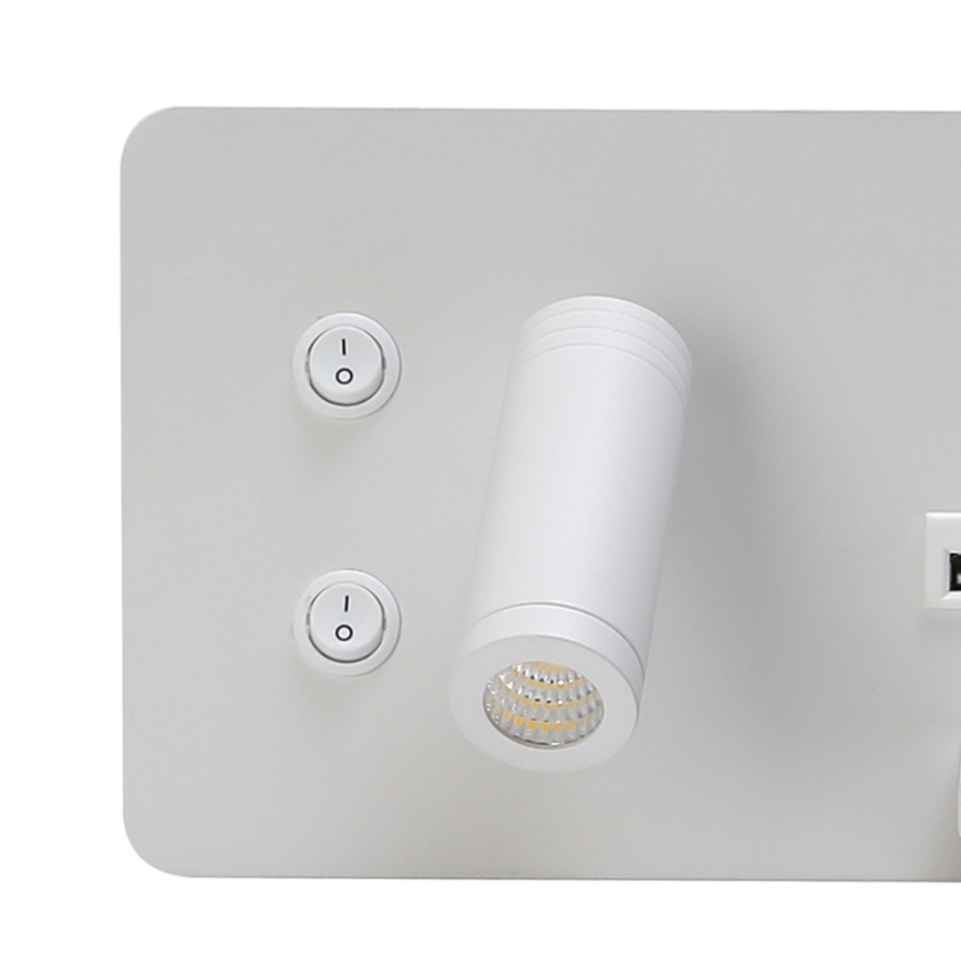 Immax 08285L - LED Wandspot met plank, USB-poort en draadloos opladen Be PREPARE LED/3W/230V + LED/3W wit