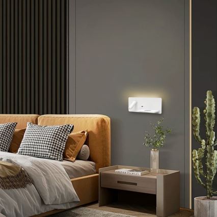 Immax 08285L - LED Wandspot met plank, USB-aansluiting en draadloos opladen Be PREPARE LED/3W/230V + LED/3W wit
