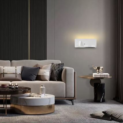 Immax 08285L - LED Wandspot met plank, USB-aansluiting en draadloos opladen Be PREPARE LED/3W/230V + LED/3W wit