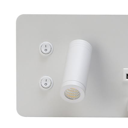 Immax 08285L - LED Wandspot met plank, USB-aansluiting en draadloos opladen Be PREPARE LED/3W/230V + LED/3W wit