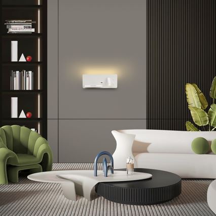 Immax 08286L - LED Wandspot met plank, USB-aansluiting en draadloos opladen Be PREPARE LED/3W/230V + LED/3W wit