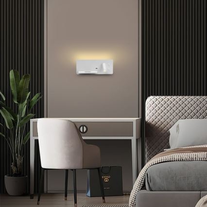 Immax 08286L - LED Wandspot met plank, USB-aansluiting en draadloos opladen Be PREPARE LED/3W/230V + LED/3W wit