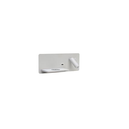 Immax 08286L - LED Wandspot met plank, USB-aansluiting en draadloos opladen Be PREPARE LED/3W/230V + LED/3W wit