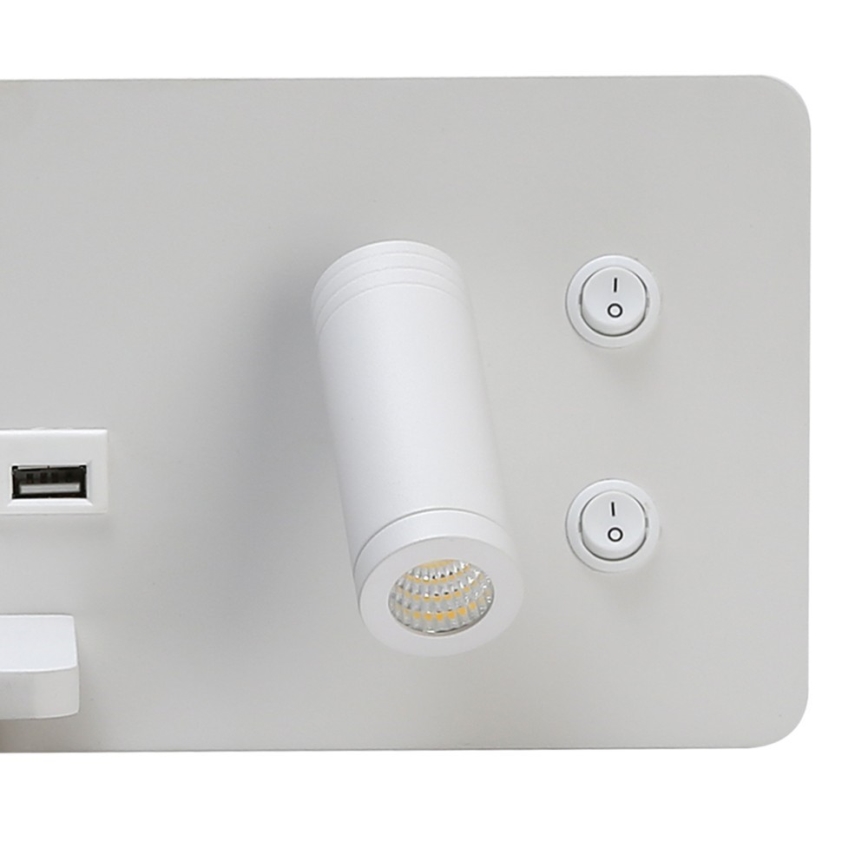 Immax 08286L - LED Wandspot met plank, USB-aansluiting en draadloos opladen Be PREPARE LED/3W/230V + LED/3W wit