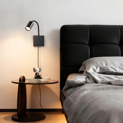 Lampe murale PUNTO avec port USB 1xGU10/9W/230V noire