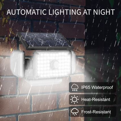 LED Solar wandlamp met sensor LED/5W/5,5V IP65 2400 mAh