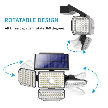LED Solar wandlamp met sensor LED/5W/5,5V IP65 2400 mAh