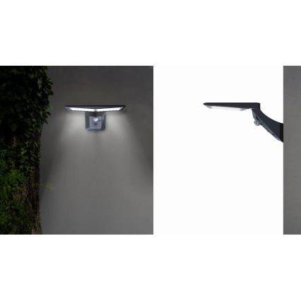 Applique murale solaire avec détecteur LED/2,6W/5,5V IP65 1800 mAh noir