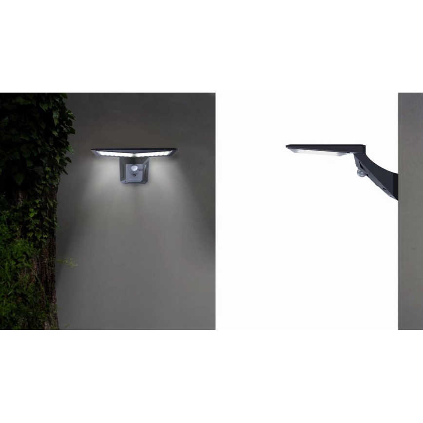 Applique murale solaire avec détecteur LED/2,6W/5,5V IP65 1800 mAh noir