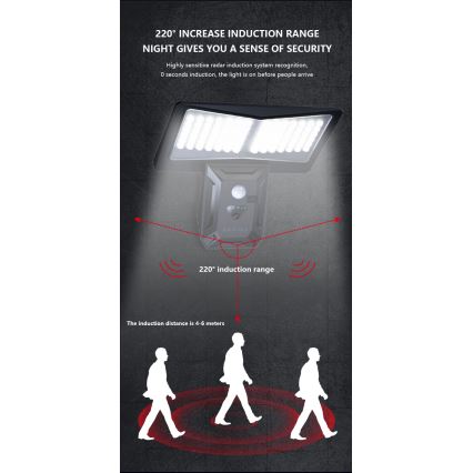 Applique murale solaire avec détecteur LED/2,6W/5,5V IP65 1800 mAh noir