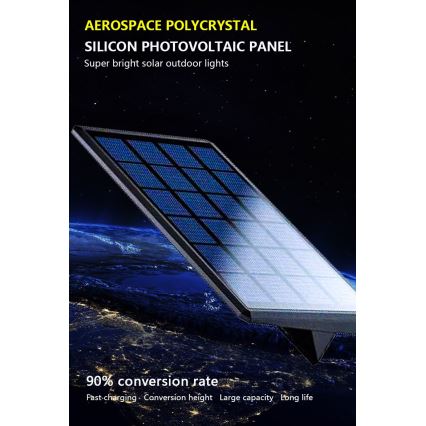 Applique murale solaire avec détecteur LED/2,6W/5,5V IP65 1800 mAh noir