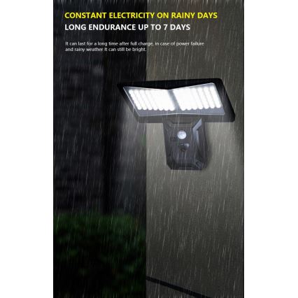Applique murale solaire avec détecteur LED/2,6W/5,5V IP65 1800 mAh noir