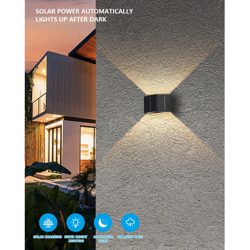 LED Solar wandlamp met sensor LED/2W/5V IP54 1300 mAh