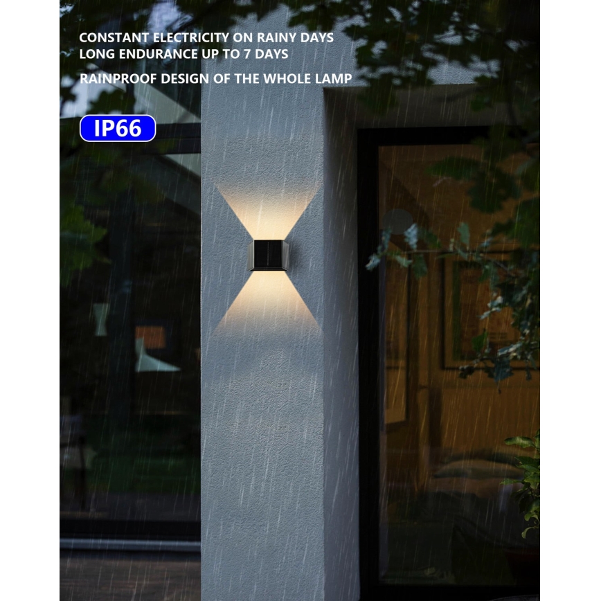 LED Solar wandlamp met sensor LED/2W/5V IP54 1300 mAh