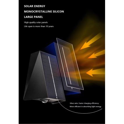 LED Solar wandlamp met sensor LED/2W/5V IP54 1300 mAh