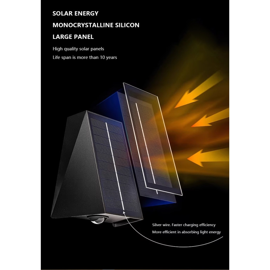 LED Solar wandlamp met sensor LED/2W/5V IP54 1300 mAh