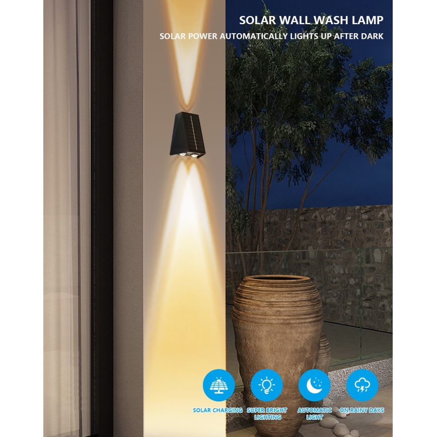 LED Solar wandlamp met sensor LED/2W/5V IP54 1300 mAh