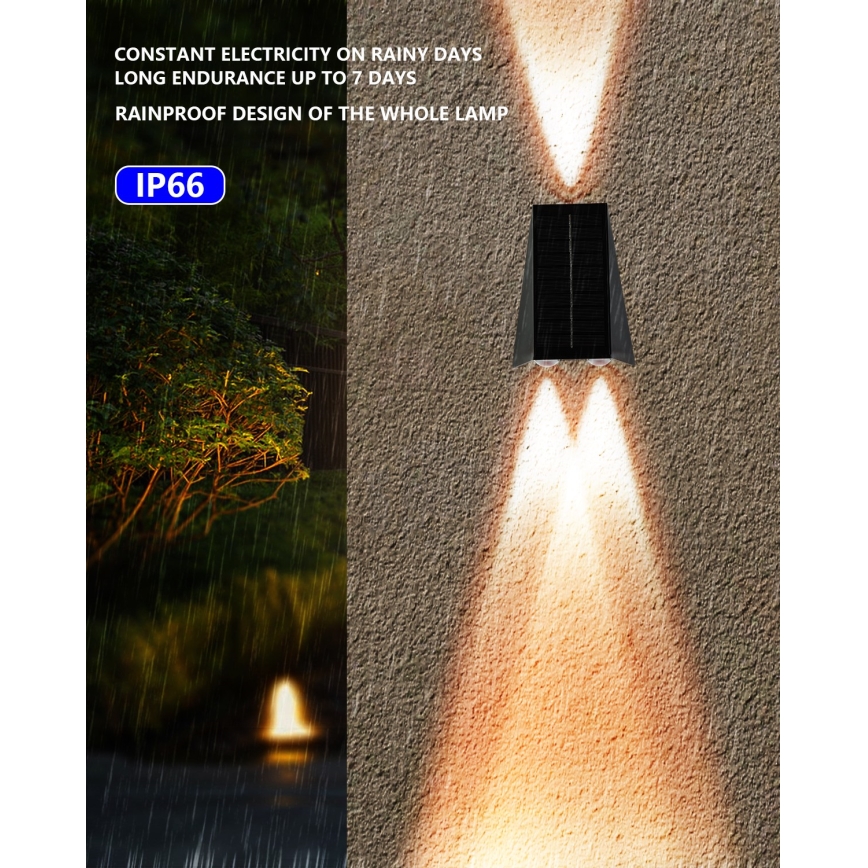 LED Solar wandlamp met sensor LED/2W/5V IP54 1300 mAh