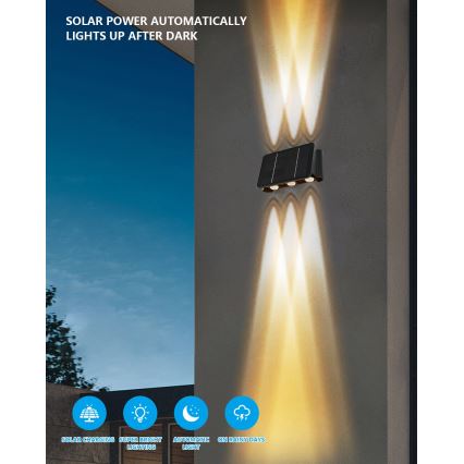 Applique murale solaire avec détecteur LED/2W/5V IP54 1300 mAh