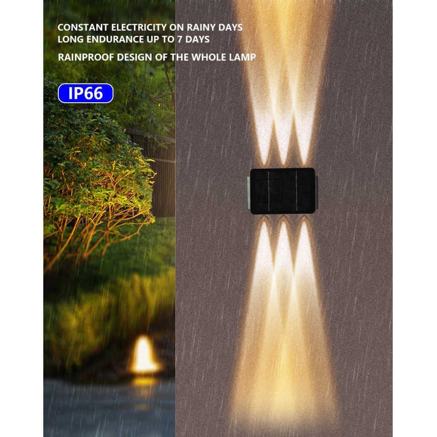 Applique murale solaire avec détecteur LED/2W/5V IP54 1300 mAh