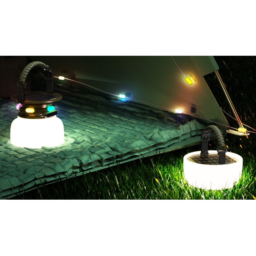 Draagbare LED RGB zonne-oplaadlamp met LED-lichtsnoer LED/10W/5V 3600 mAh IP65 3600 mAh