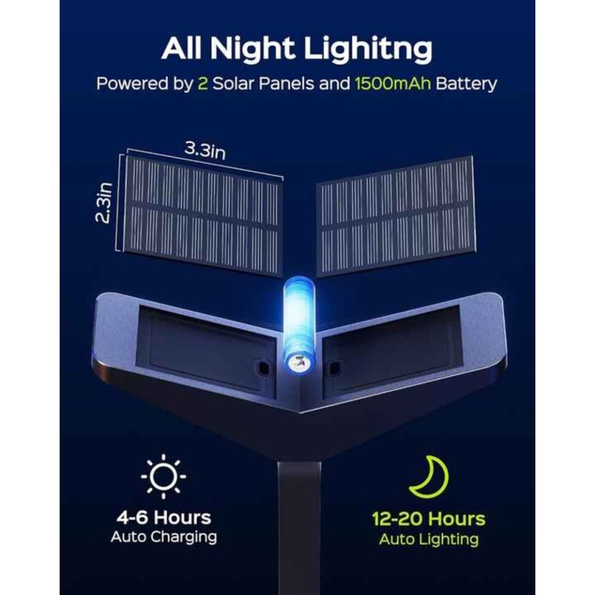 Lampe solaire LED avec capteur SUN BUTTERFLY LED/1,5W/3,7V 3000/6000K IP65 1500 mAh