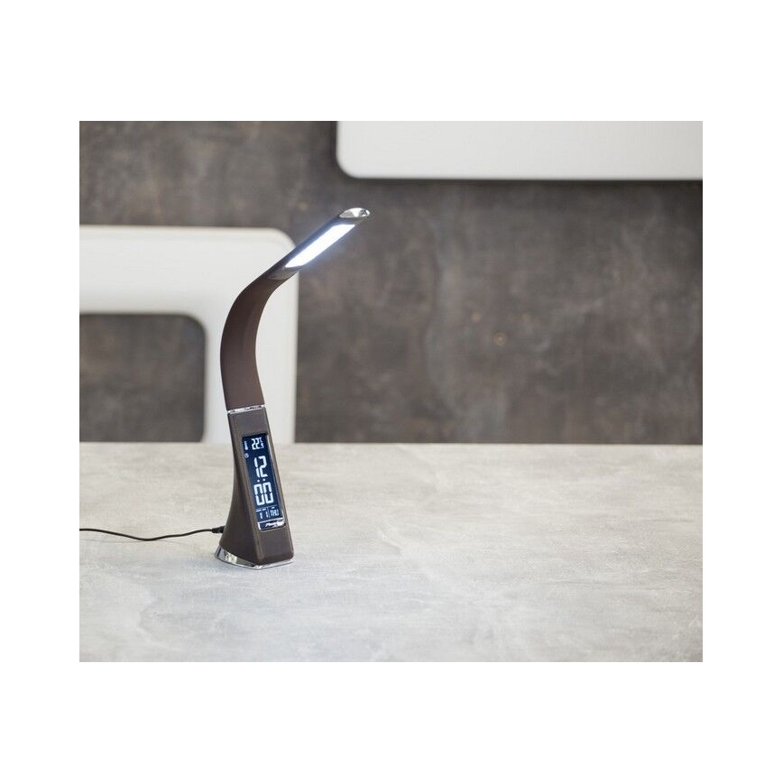 Lampe de table à intensité variable avec écran LEATHER LED/7W/230V marron
