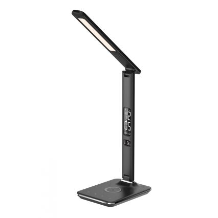 Lampe de table LED à intensité variable avec charge sans fil USB KINGFISHER LED/8,5W/230V noir