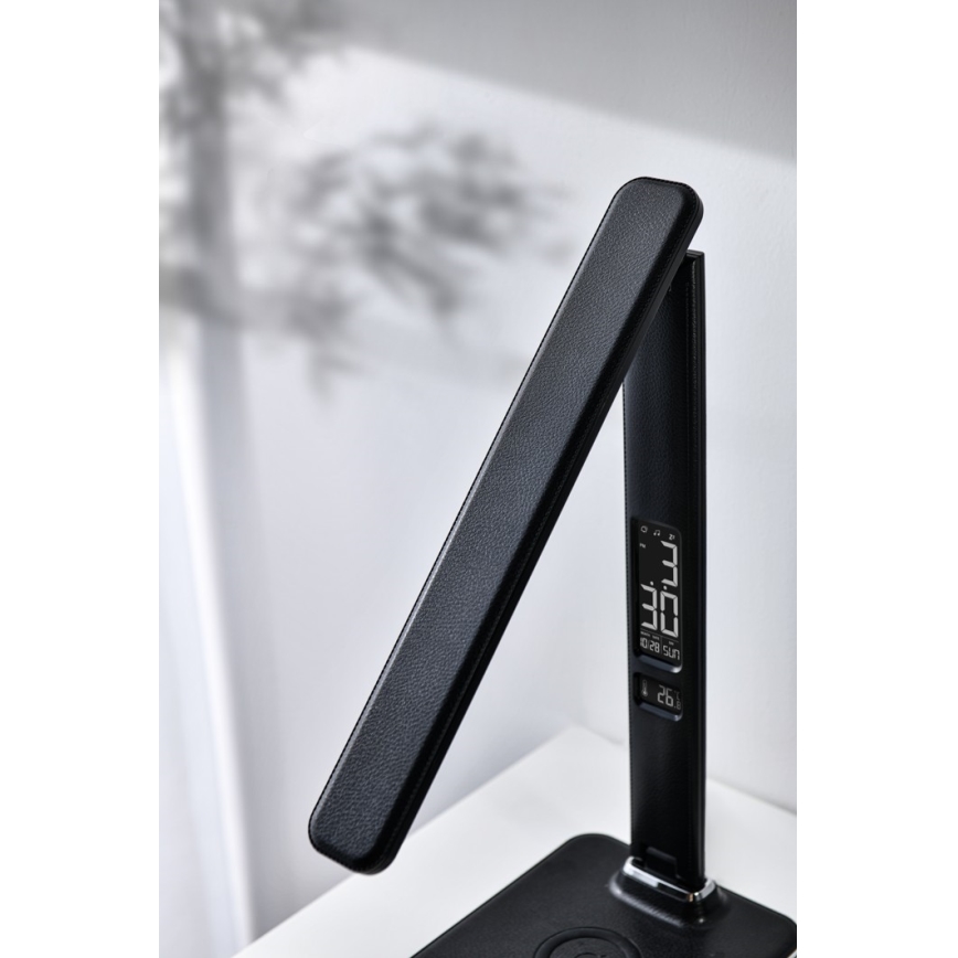 Lampe de table LED à intensité variable avec charge sans fil USB KINGFISHER LED/8,5W/230V noir